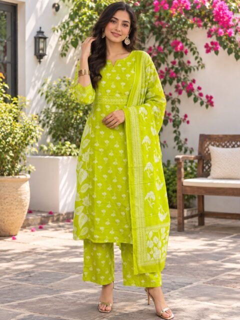 Sanganeri print kurti set